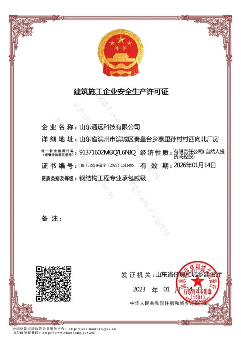 Safety production license for construction enterprises